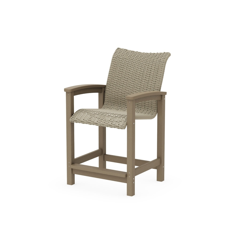 POLYWOOD Coastal Woven Counter Chair - Vintage Sahara