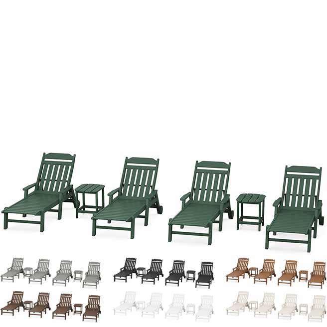 POLYWOOD® Country Living 6-Piece Chaise Set with Arms and Wheels - PWS1558-1 Chaise POLYWOOD®