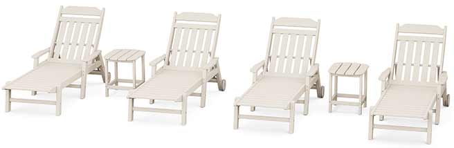 POLYWOOD® Country Living 6-Piece Chaise Set with Arms and Wheels - PWS1558-1 Chaise POLYWOOD®