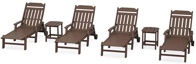 POLYWOOD® Country Living 6-Piece Chaise Set with Arms and Wheels - PWS1558-1 Chaise POLYWOOD®