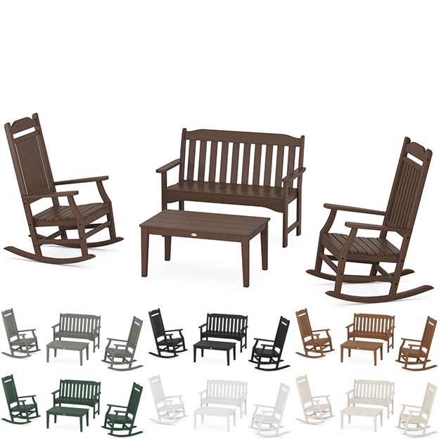 POLYWOOD® Country Living Rocking Chair 4-Piece Porch Set - PWS1419-1 Patio Set POLYWOOD®