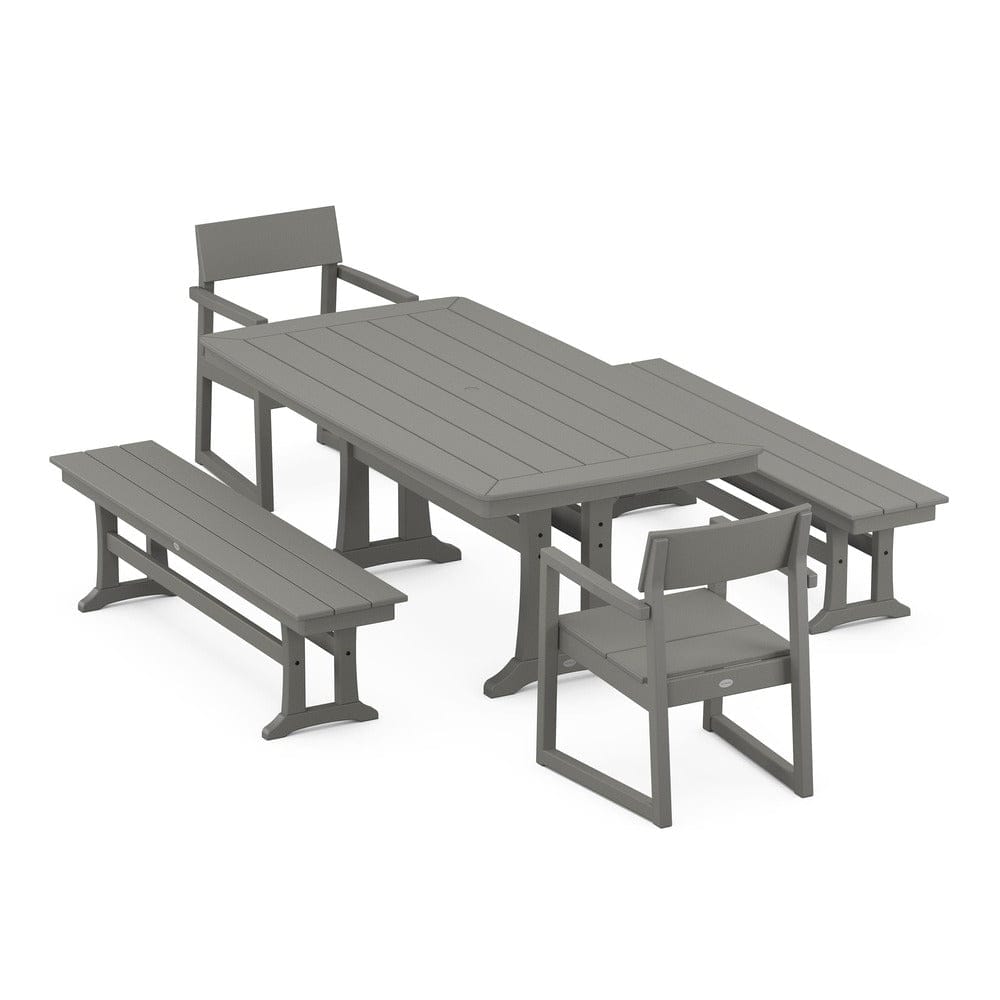 POLYWOOD® EDGE 5-Piece Dining Set with Trestle Legs - PWS1038 Outdoor Furniture POLYWOOD®