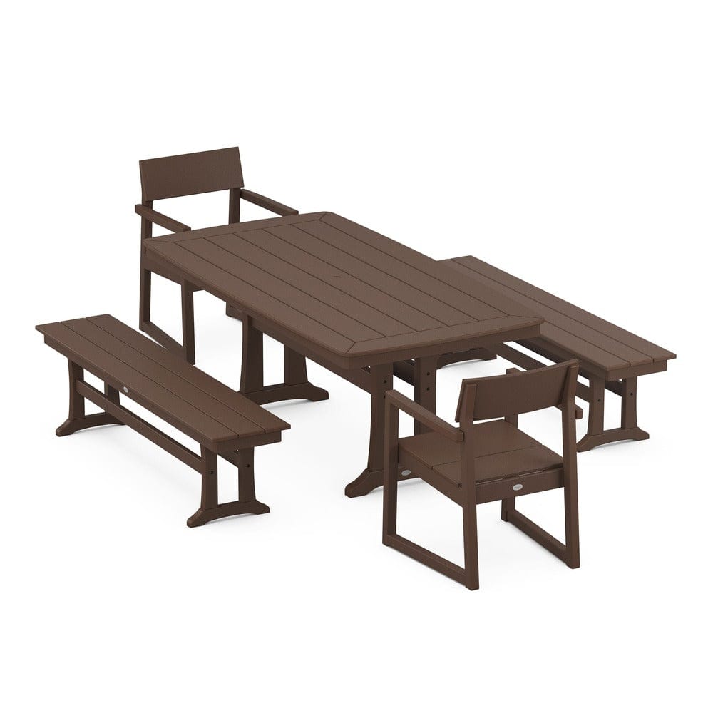 POLYWOOD® EDGE 5-Piece Dining Set with Trestle Legs - PWS1038 Outdoor Furniture POLYWOOD®
