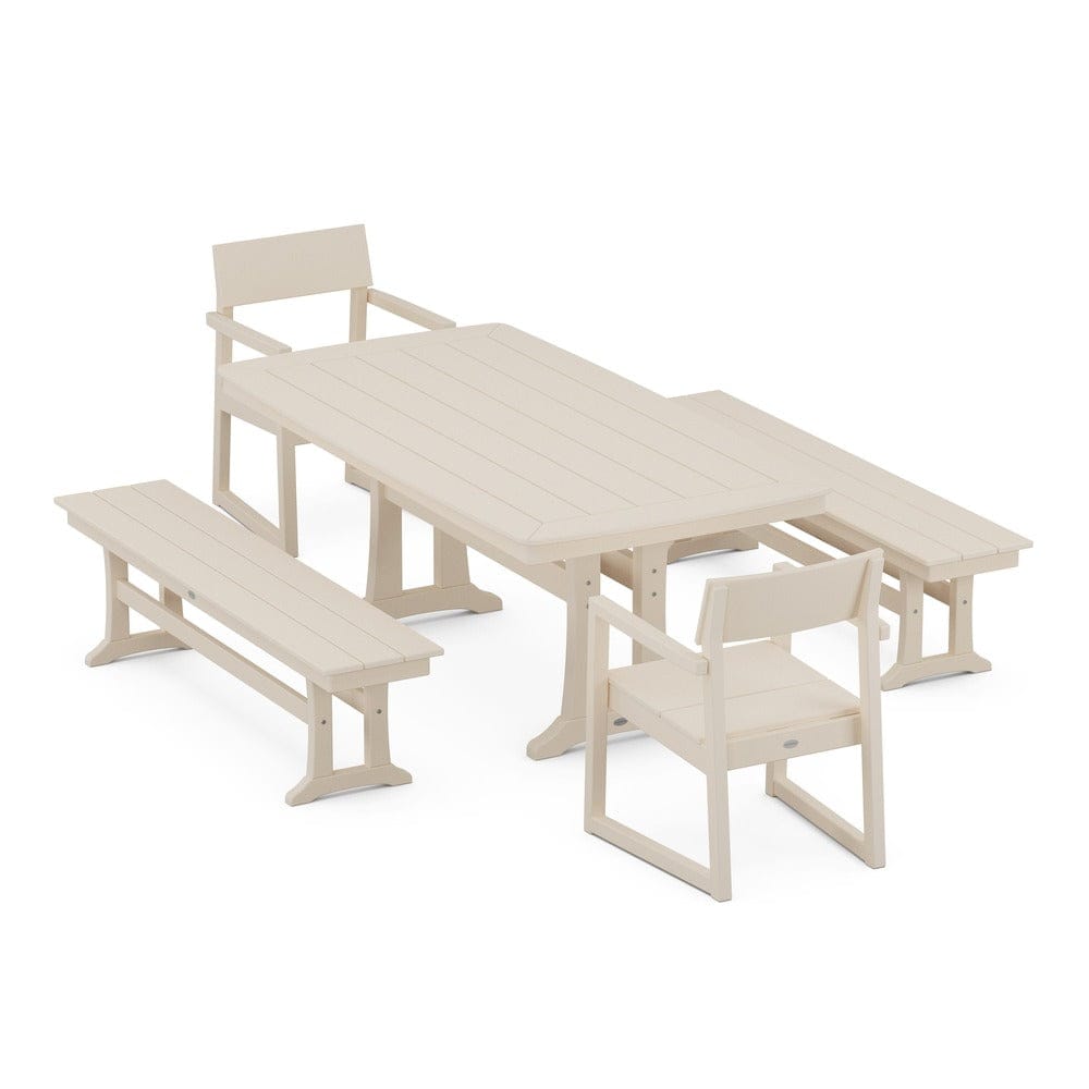 POLYWOOD® EDGE 5-Piece Dining Set with Trestle Legs - PWS1038 Outdoor Furniture POLYWOOD®