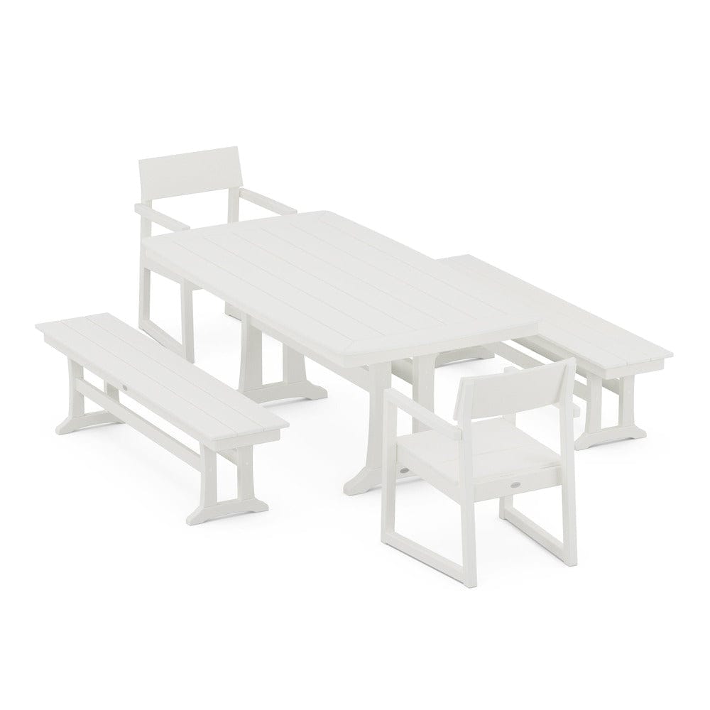 POLYWOOD® EDGE 5-Piece Dining Set with Trestle Legs - PWS1038 Outdoor Furniture POLYWOOD®