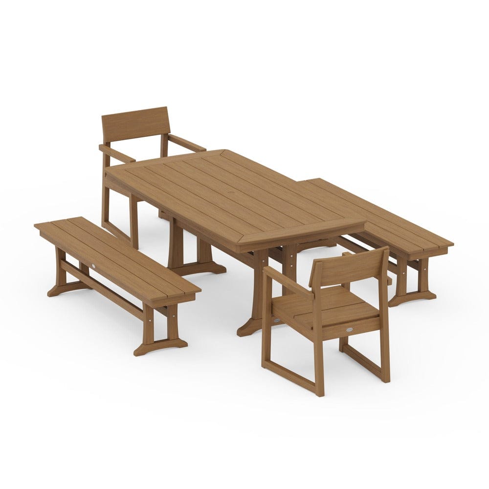 POLYWOOD® EDGE 5-Piece Dining Set with Trestle Legs - PWS1038 Outdoor Furniture POLYWOOD®