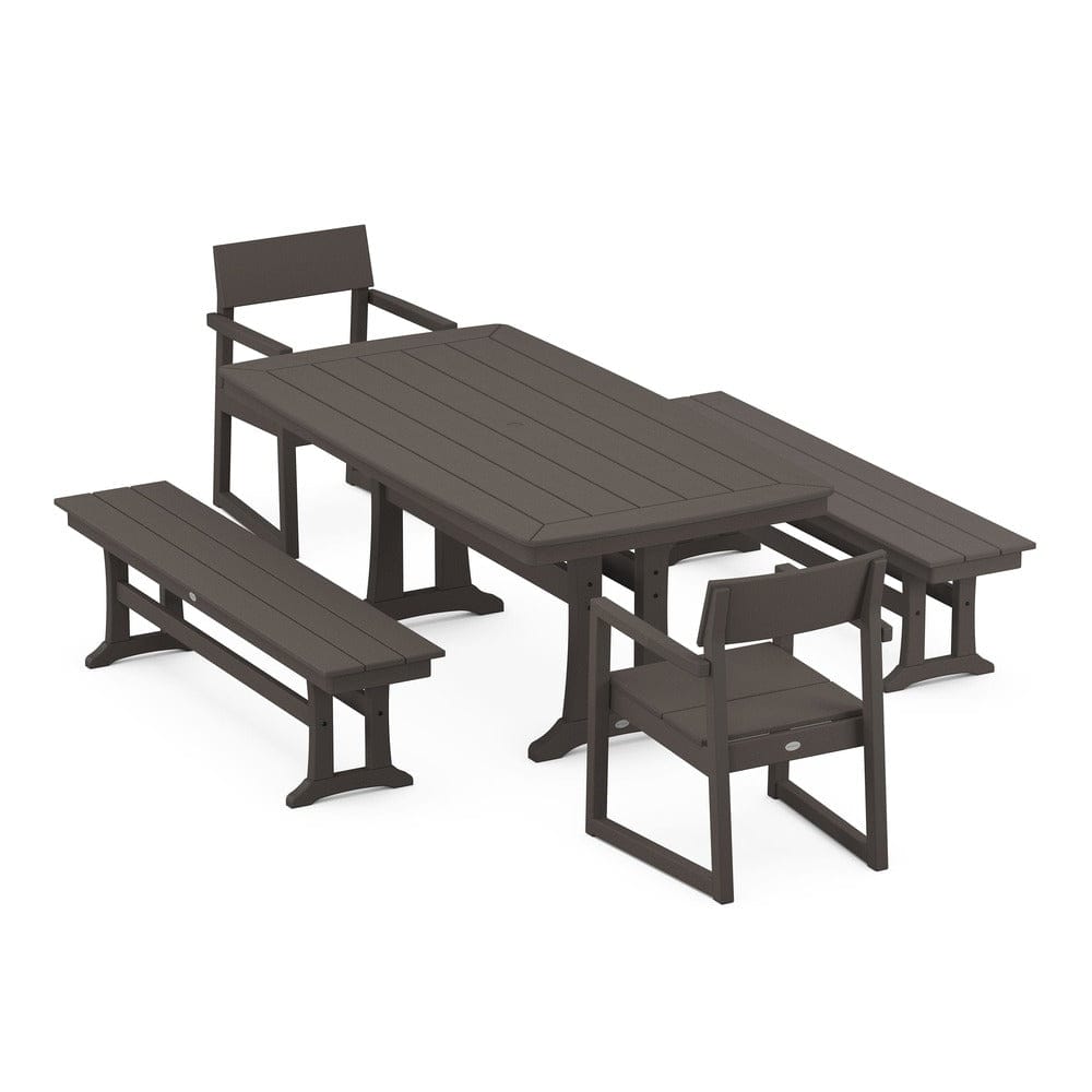 POLYWOOD® EDGE 5-Piece Dining Set with Trestle Legs - PWS1038 Outdoor Furniture POLYWOOD®