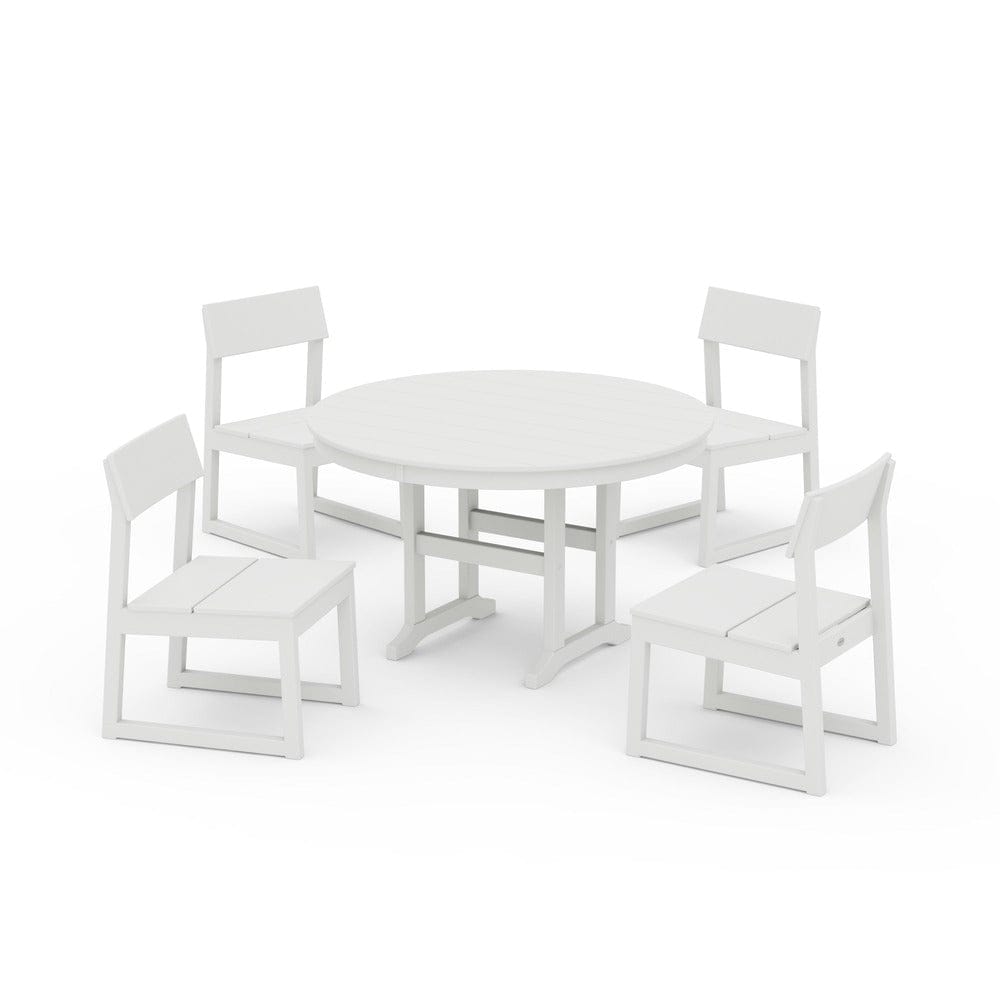 POLYWOOD® EDGE Side Chair 5-Piece Round Farmhouse Dining Set - PWS1360 Outdoor Furniture POLYWOOD®