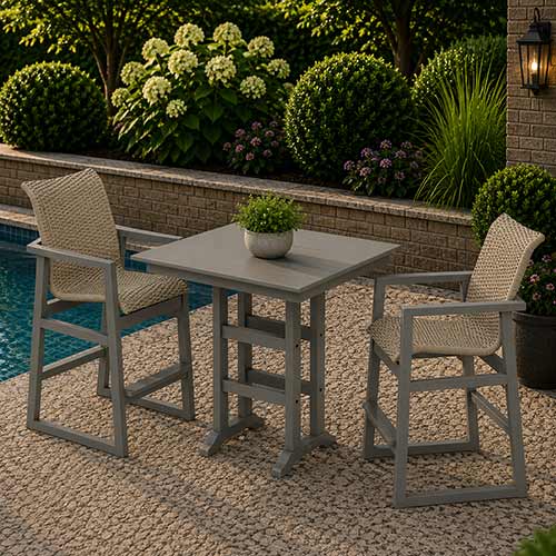 POLYWOOD® EDGE Woven 3-Piece Farmhouse Bar Set with Trestle Legs - PWS2901-1
