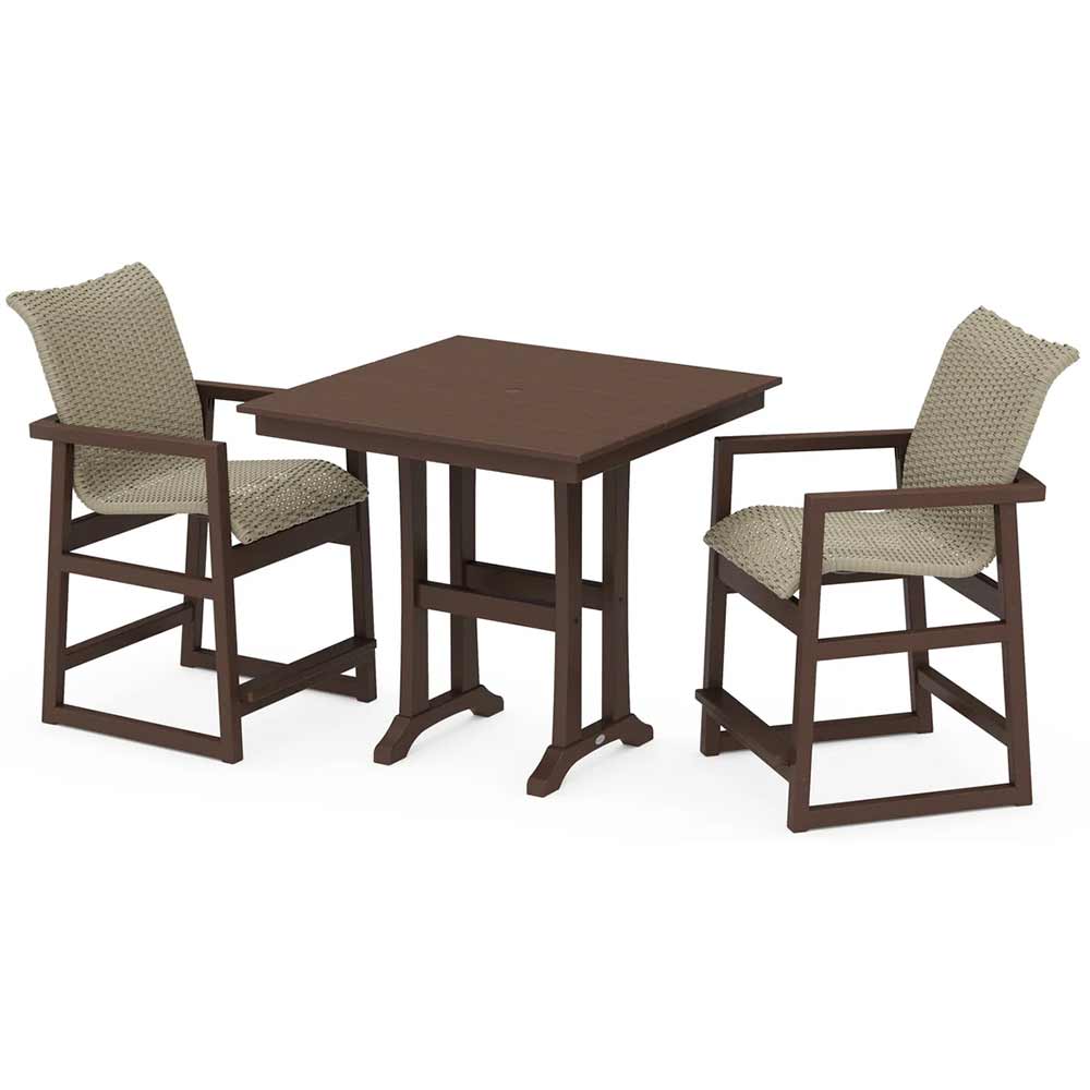 POLYWOOD® EDGE Woven 3-Piece Farmhouse Counter Set with Trestle Legs - PWS2910-1