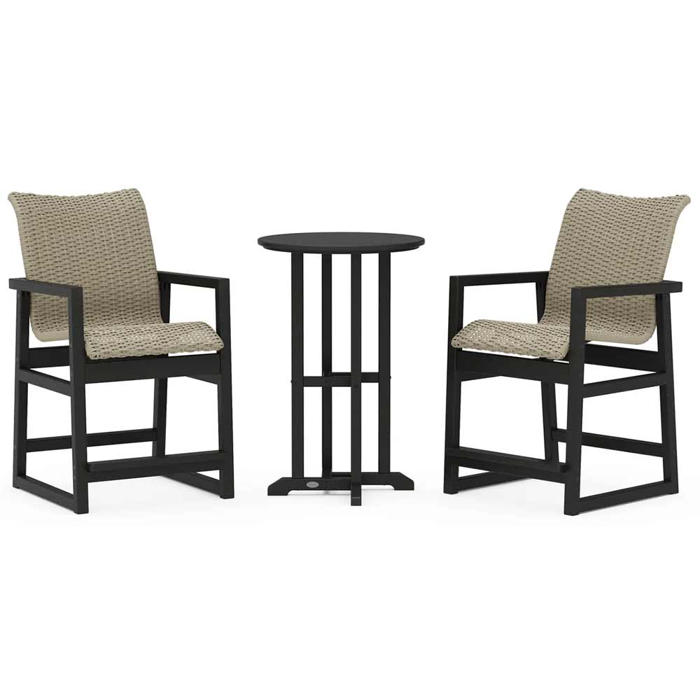 POLYWOOD® EDGE Woven 3-Piece Farmhouse Counter Set - PWS2909-1
