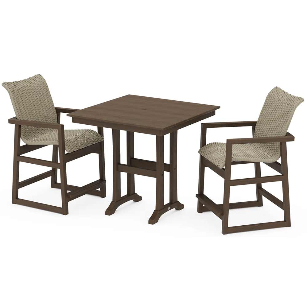 POLYWOOD® EDGE Woven 3-Piece Farmhouse Counter Set with Trestle Legs - PWS2910-1