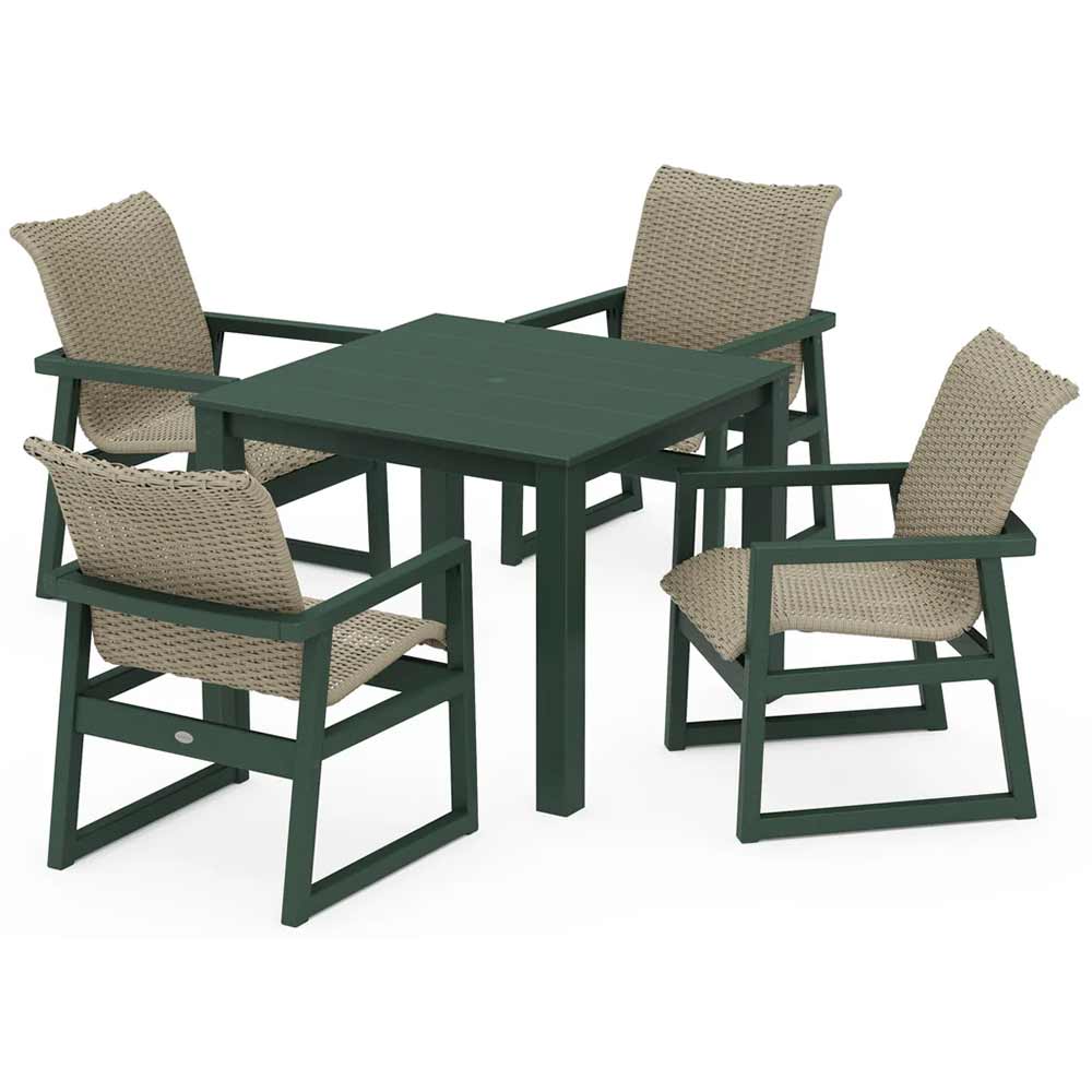 POLYWOOD® EDGE Woven 5-Piece Parsons Dining Set - PWS2892-1