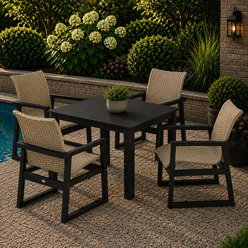 POLYWOOD® EDGE Woven 5-Piece Parsons Dining Set - PWS2892-1
