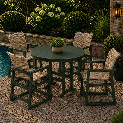 POLYWOOD® EDGE Woven 5-Piece Round Farmhouse Counter Set - PWS3335-1