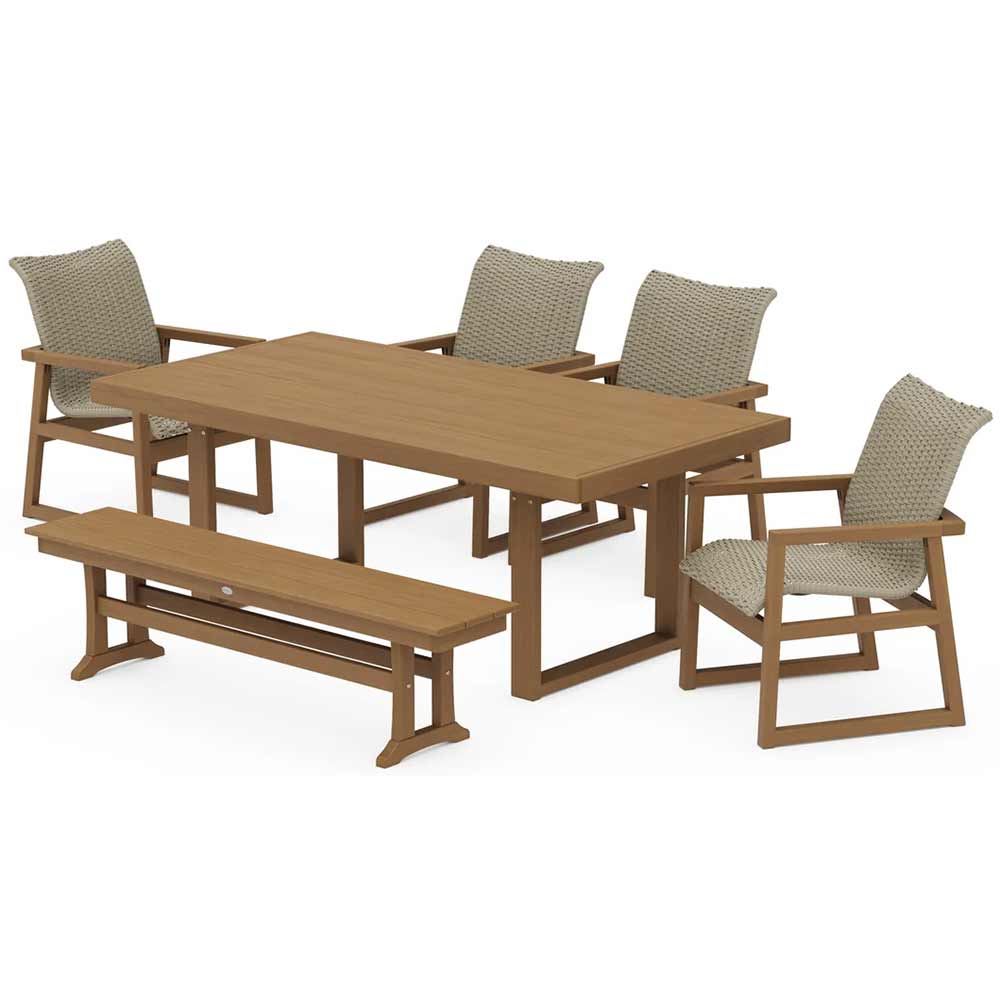 POLYWOOD® EDGE Woven 6-Piece Dining Set with Bench - PWS2881-1