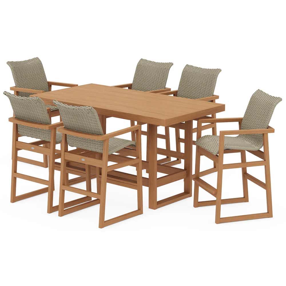 POLYWOOD® EDGE Woven Arm Chair 7-Piece Bar Set - PWS2894-1