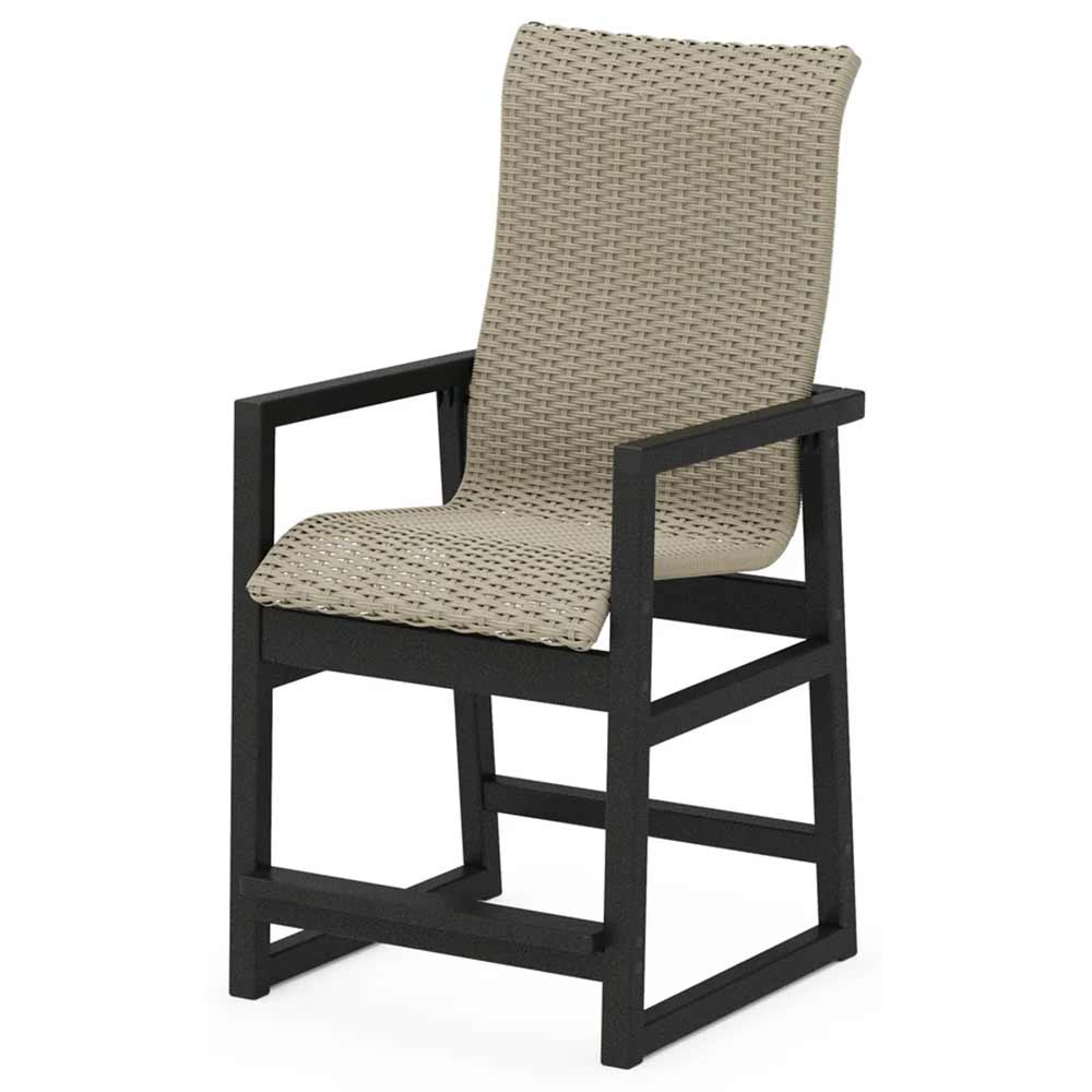 POLYWOOD® EDGE Woven High-Back Counter Arm Chair - EMD251