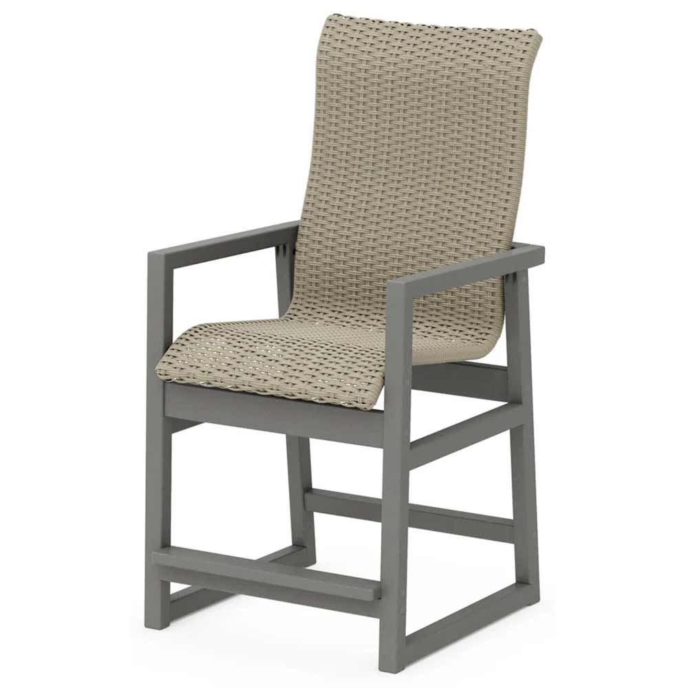POLYWOOD® EDGE Woven High-Back Counter Arm Chair - EMD251