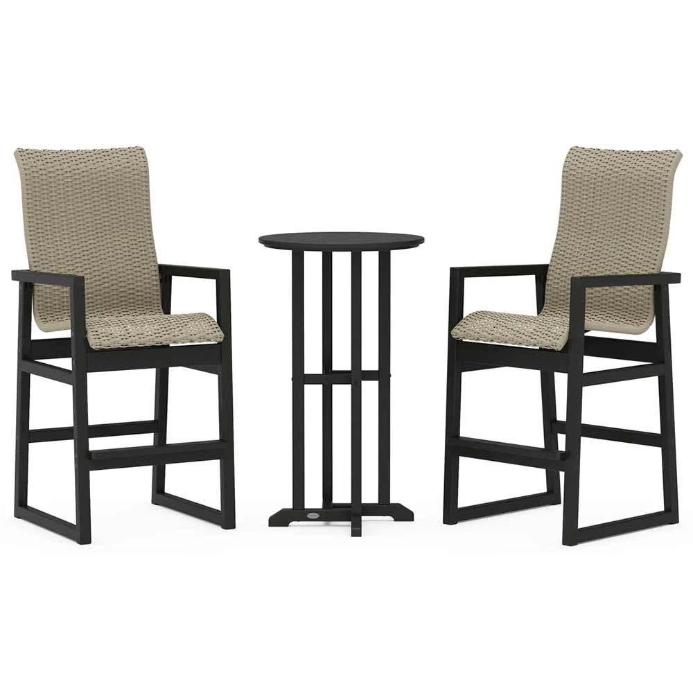 POLYWOOD® EDGE Woven Highback 3-Piece Farmhouse Bar Set - PWS2919-1