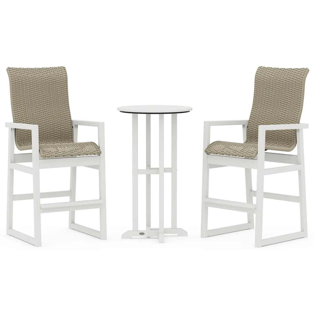 POLYWOOD® EDGE Woven Highback 3-Piece Farmhouse Bar Set - PWS2919-1