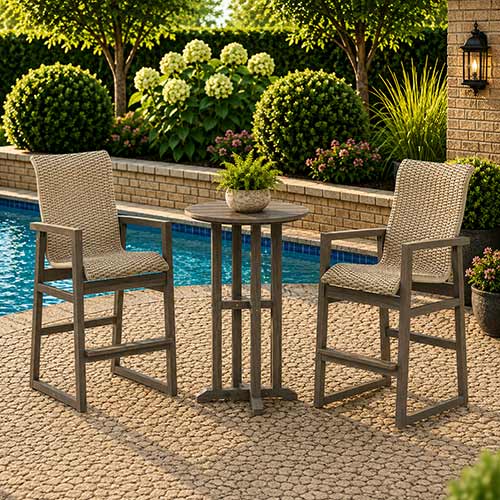 POLYWOOD® EDGE Woven Highback 3-Piece Farmhouse Bar Set - PWS2919-1