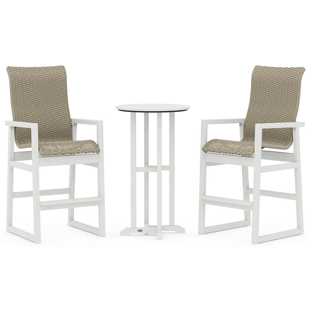 POLYWOOD® EDGE Woven Highback 3-Piece Farmhouse Bar Set - PWS2919-1