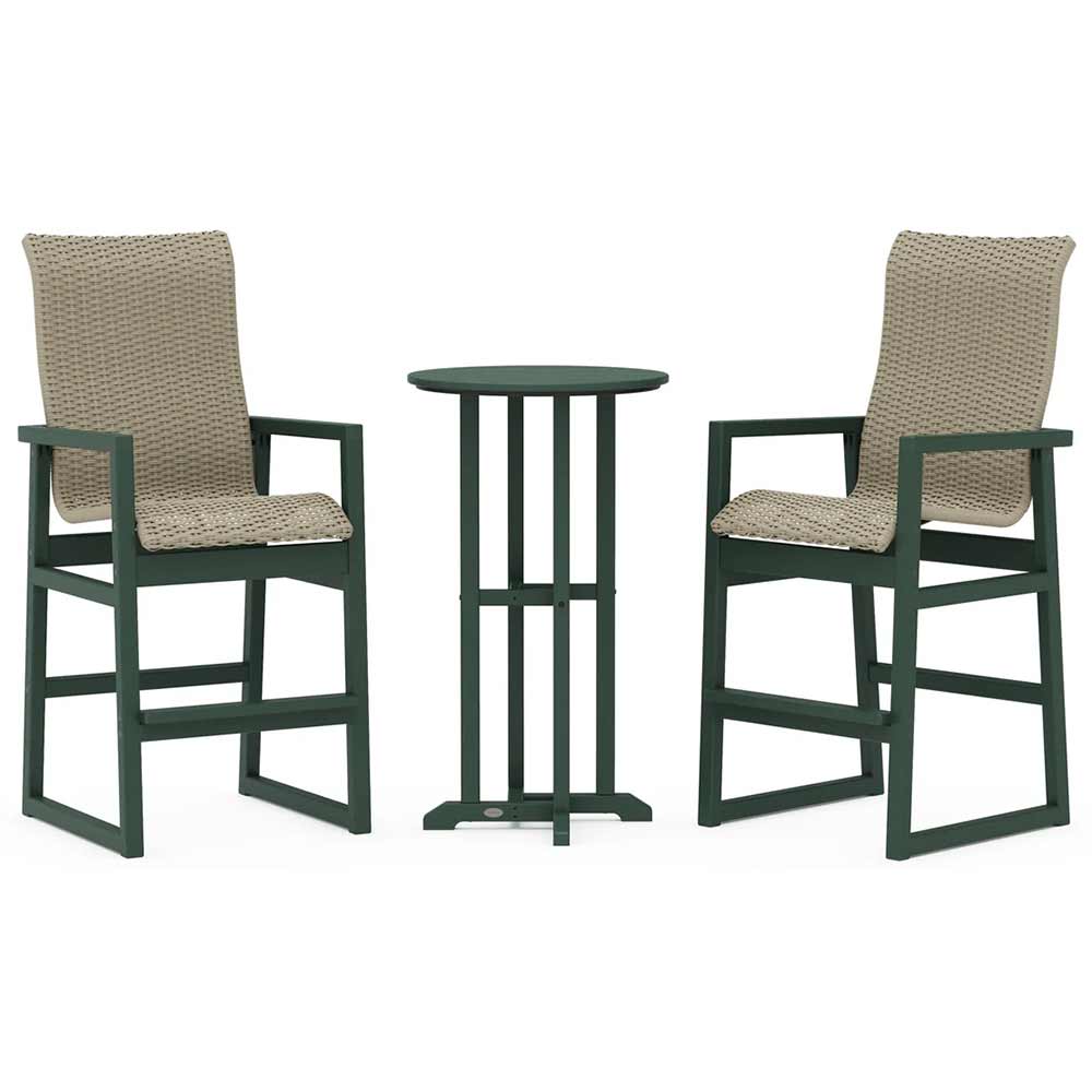 POLYWOOD® EDGE Woven Highback 3-Piece Farmhouse Bar Set - PWS2919-1