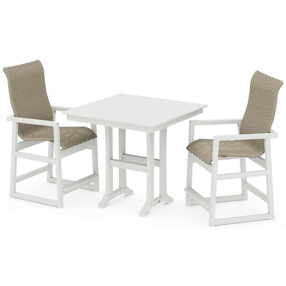 POLYWOOD® EDGE Woven Highback 3-Piece Farmhouse Counter Set with Trestle Legs - PWS2927-1
