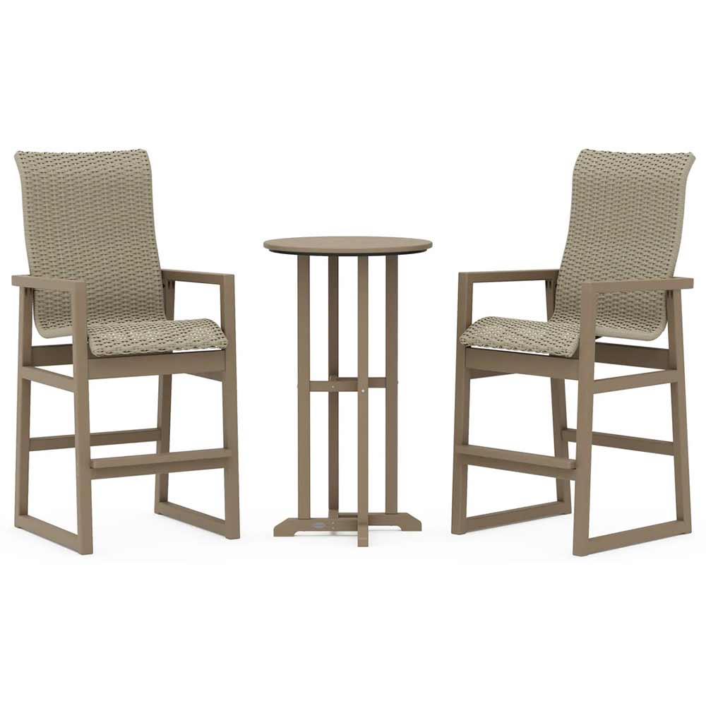 POLYWOOD® EDGE Woven Highback 3-Piece Farmhouse Bar Set - PWS2919-1