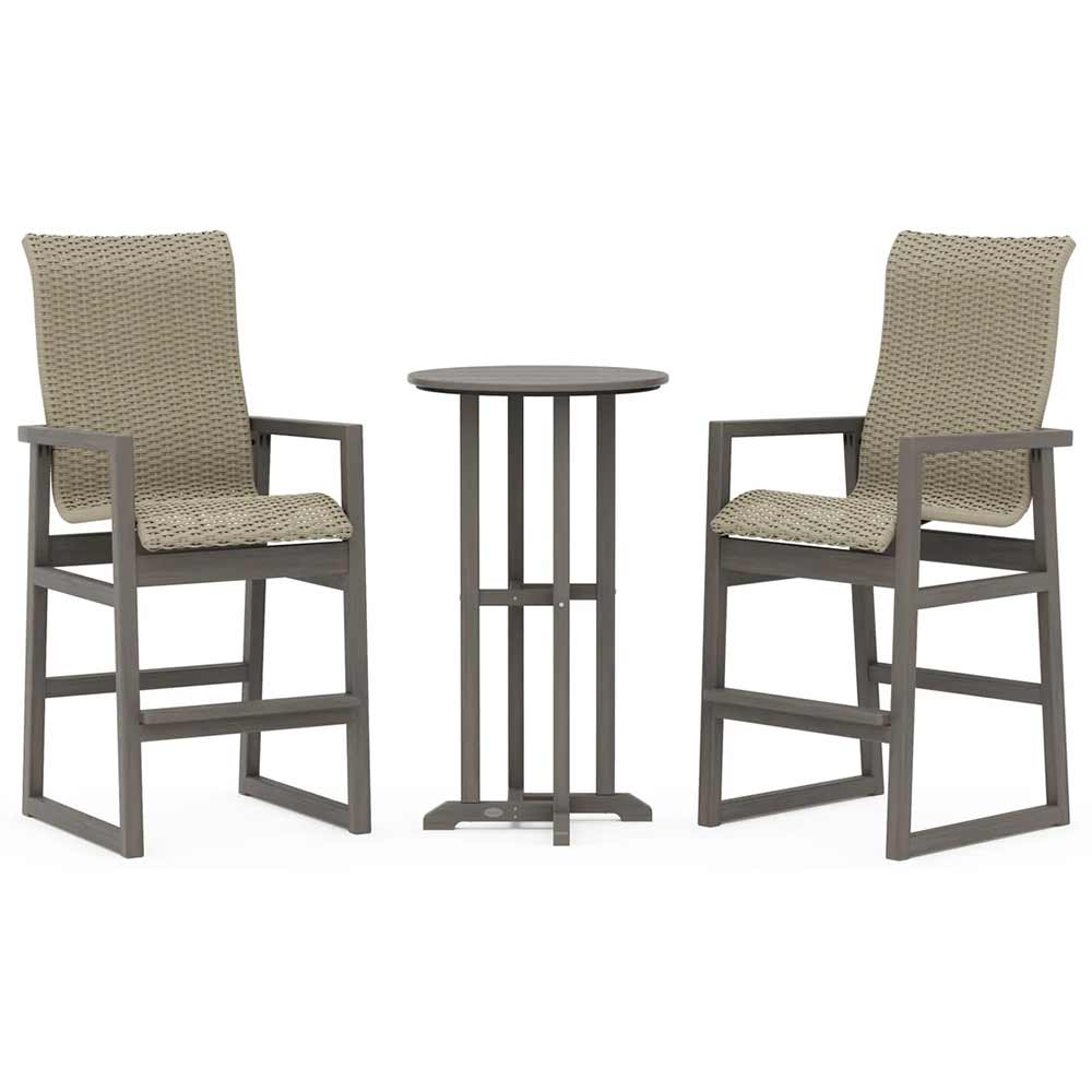 POLYWOOD® EDGE Woven Highback 3-Piece Farmhouse Bar Set - PWS2919-1