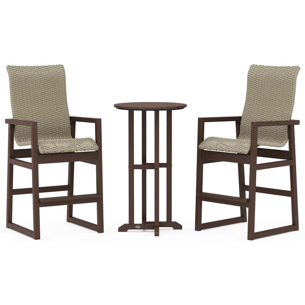 POLYWOOD® EDGE Woven Highback 3-Piece Farmhouse Bar Set - PWS2919-1