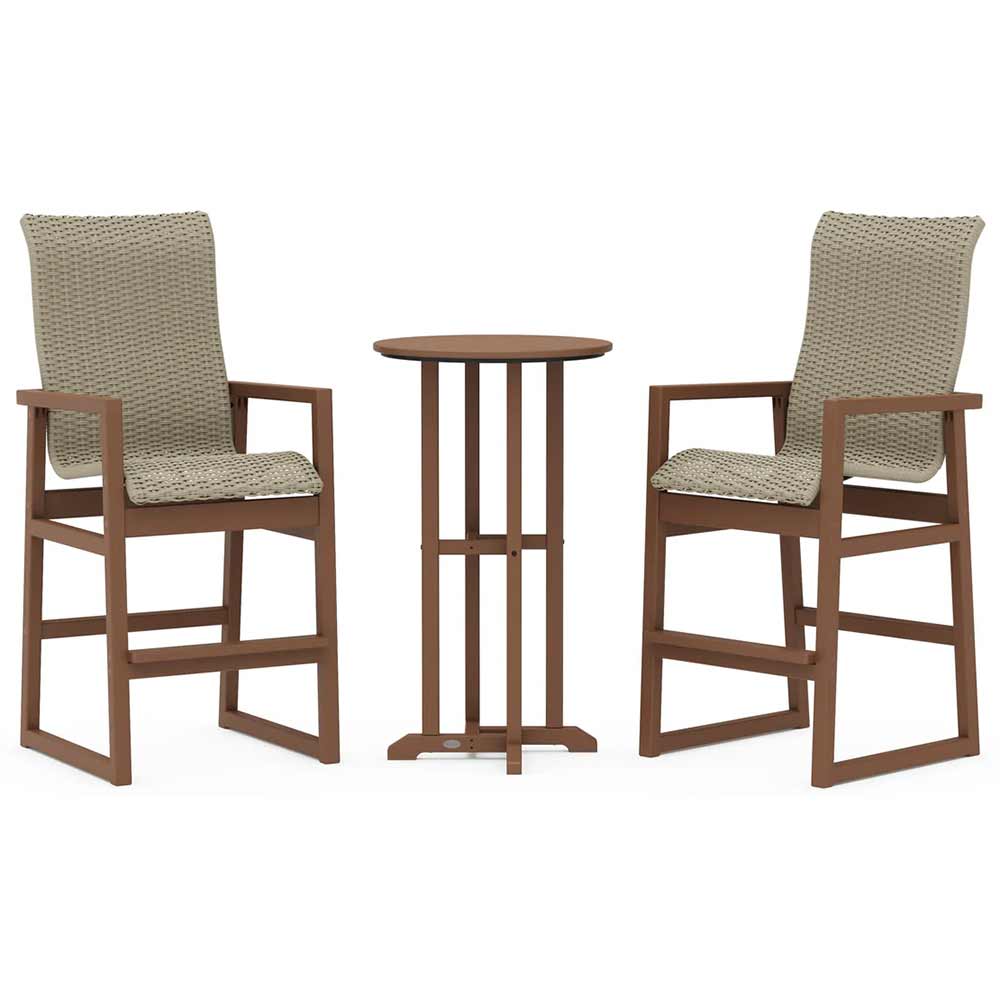 POLYWOOD® EDGE Woven Highback 3-Piece Farmhouse Bar Set - PWS2919-1