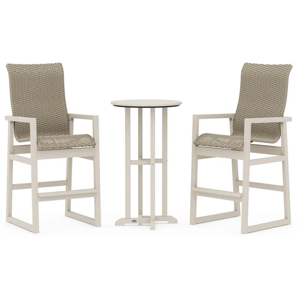 POLYWOOD® EDGE Woven Highback 3-Piece Farmhouse Bar Set - PWS2919-1
