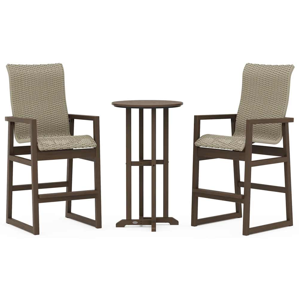 POLYWOOD® EDGE Woven Highback 3-Piece Farmhouse Bar Set - PWS2919-1