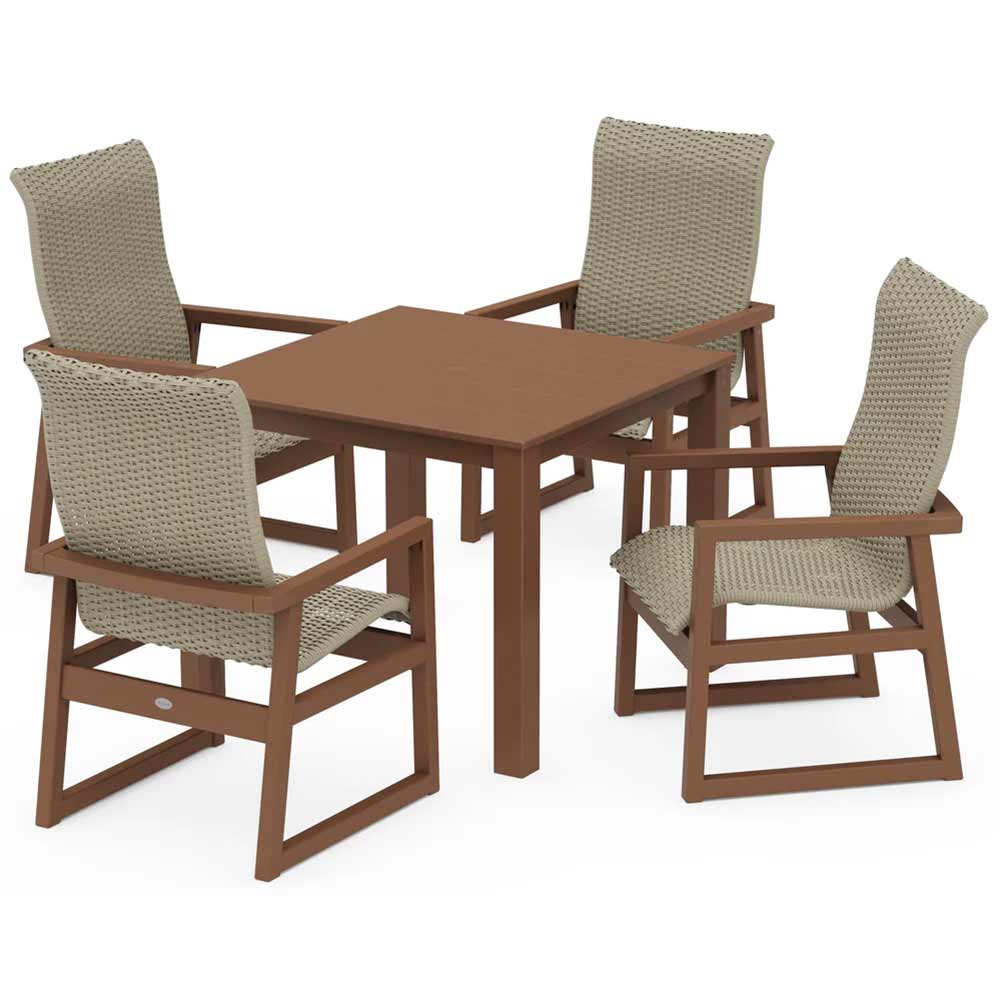 POLYWOOD® EDGE Woven Highback 5-Piece Parsons Dining Set - PWS2913-1