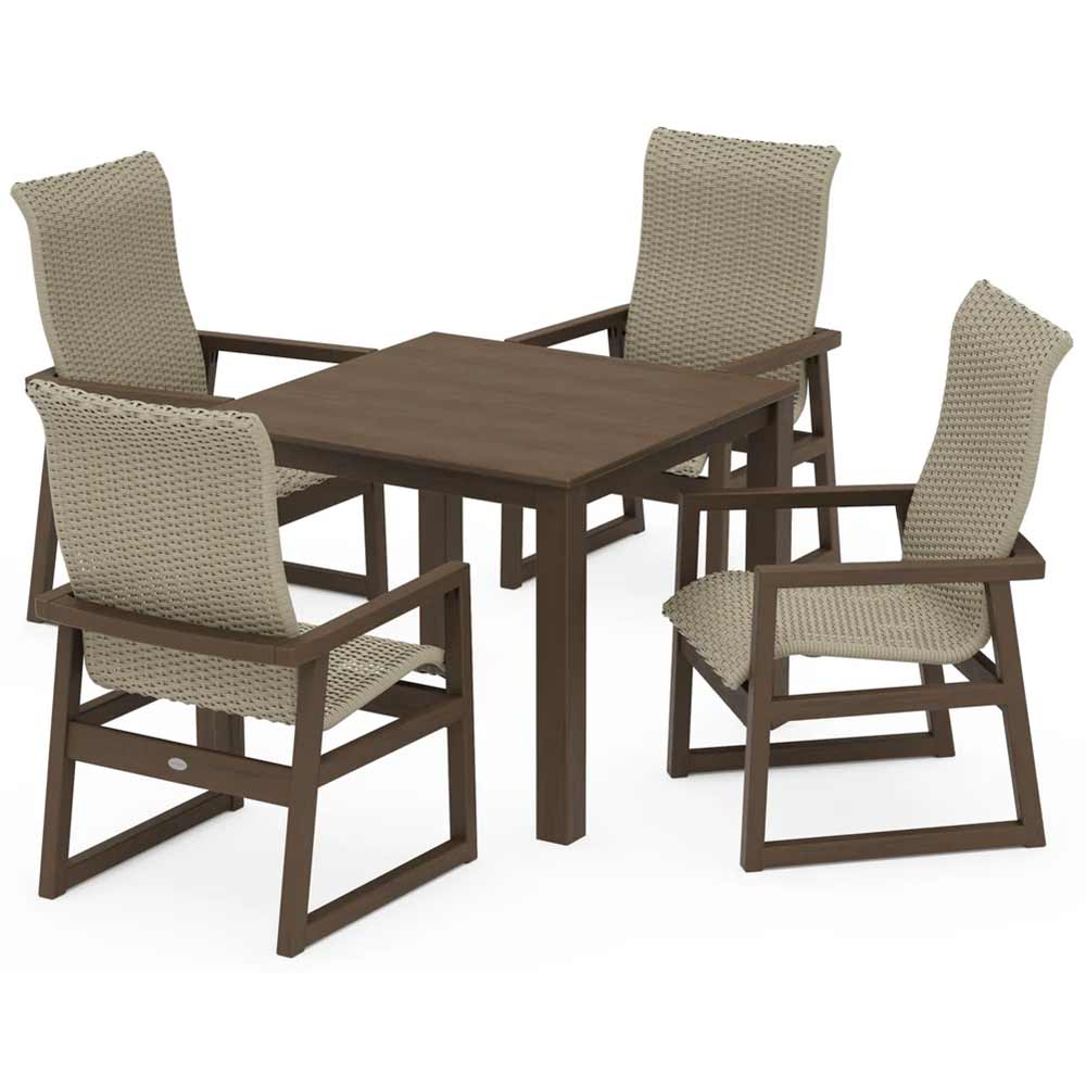 POLYWOOD® EDGE Woven Highback 5-Piece Parsons Dining Set - PWS2913-1