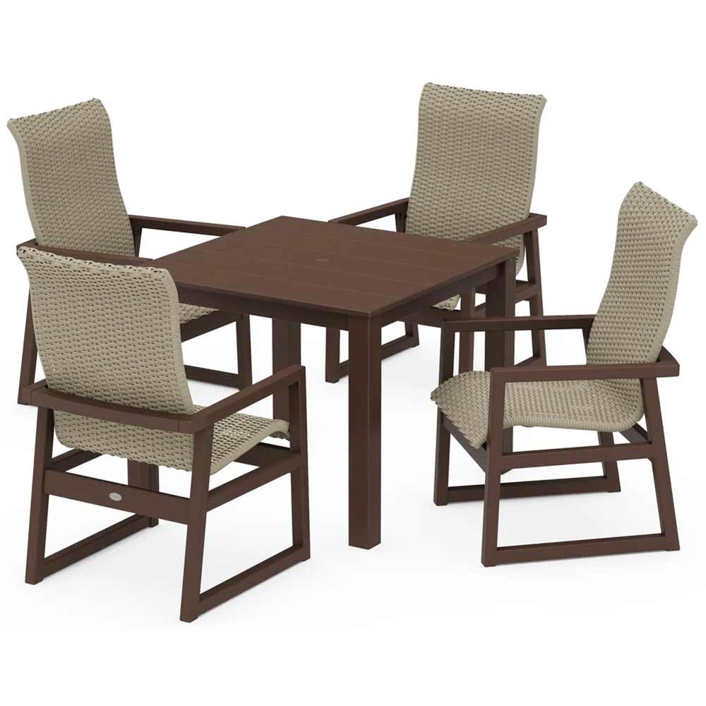 POLYWOOD® EDGE Woven Highback 5-Piece Parsons Dining Set - PWS2913-1