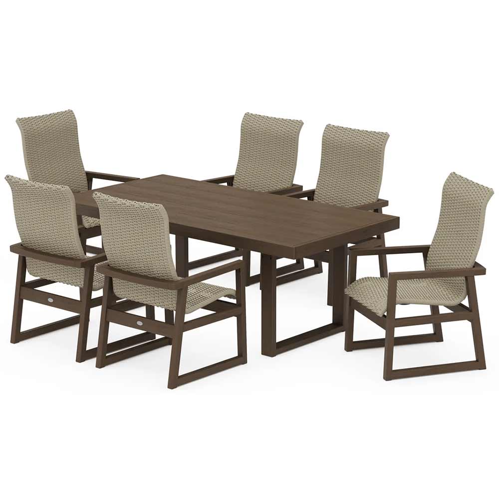 POLYWOOD® EDGE Woven Highback Arm Chair 7-Piece Dining Set - PWS2880-1
