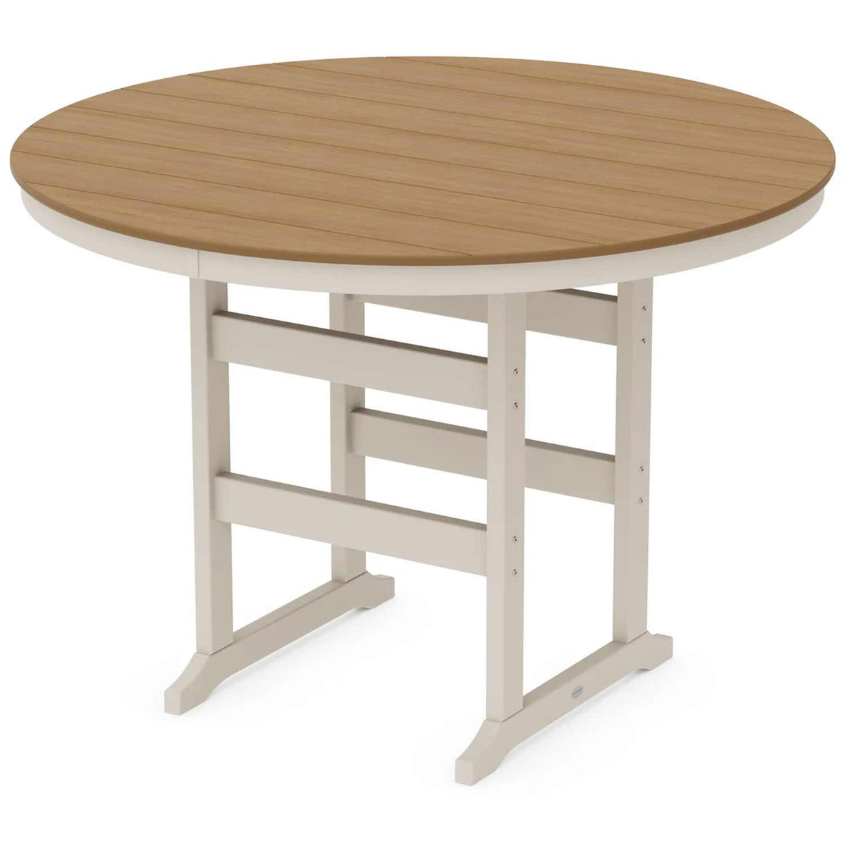 POLYWOOD® Table Sand / Natural POLYWOOD® Farmhouse 60" Round Bar Table - Select Accents - RBT260-L5