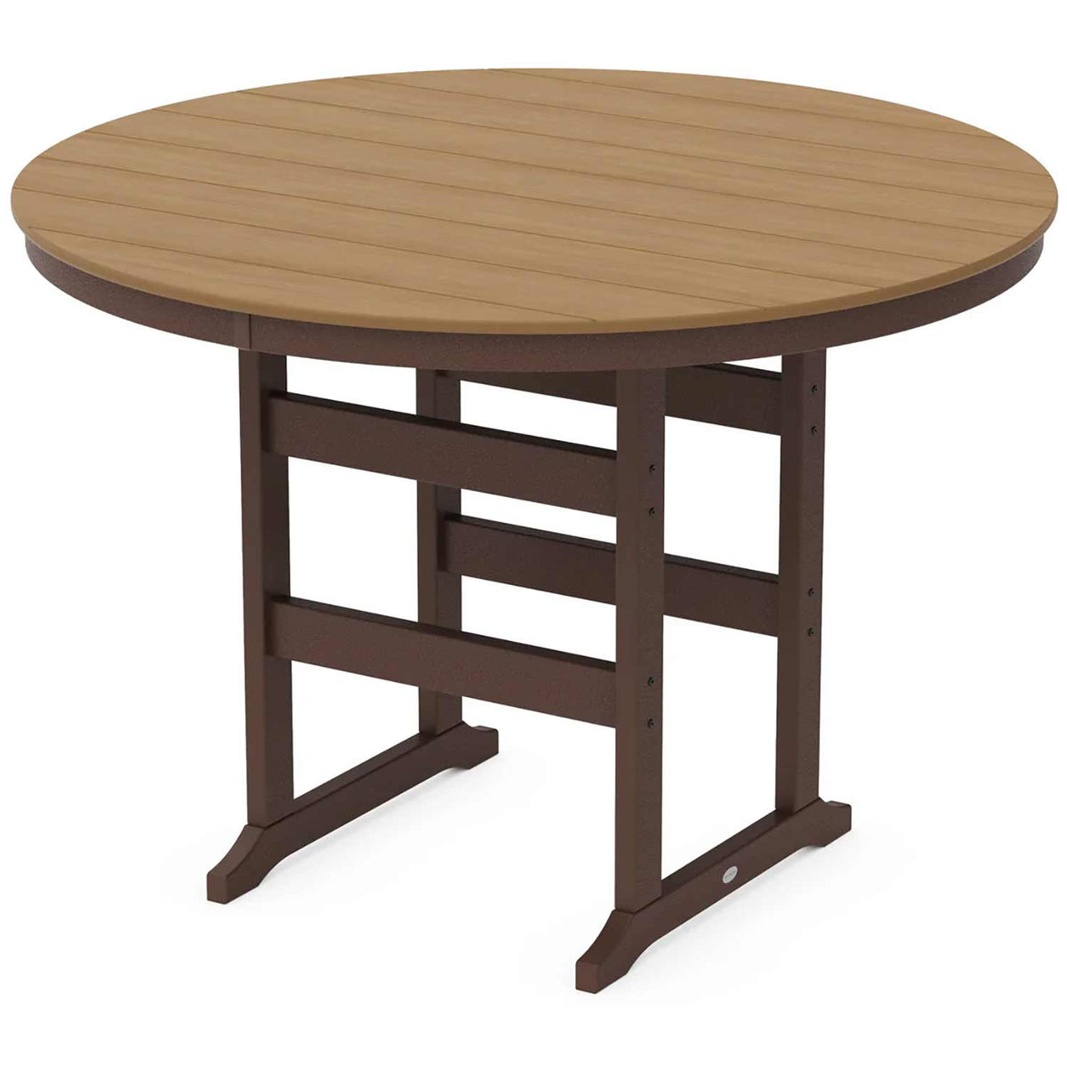 POLYWOOD® Table Mahogany / Natural POLYWOOD® Farmhouse 60" Round Bar Table - Select Accents - RBT260-L5