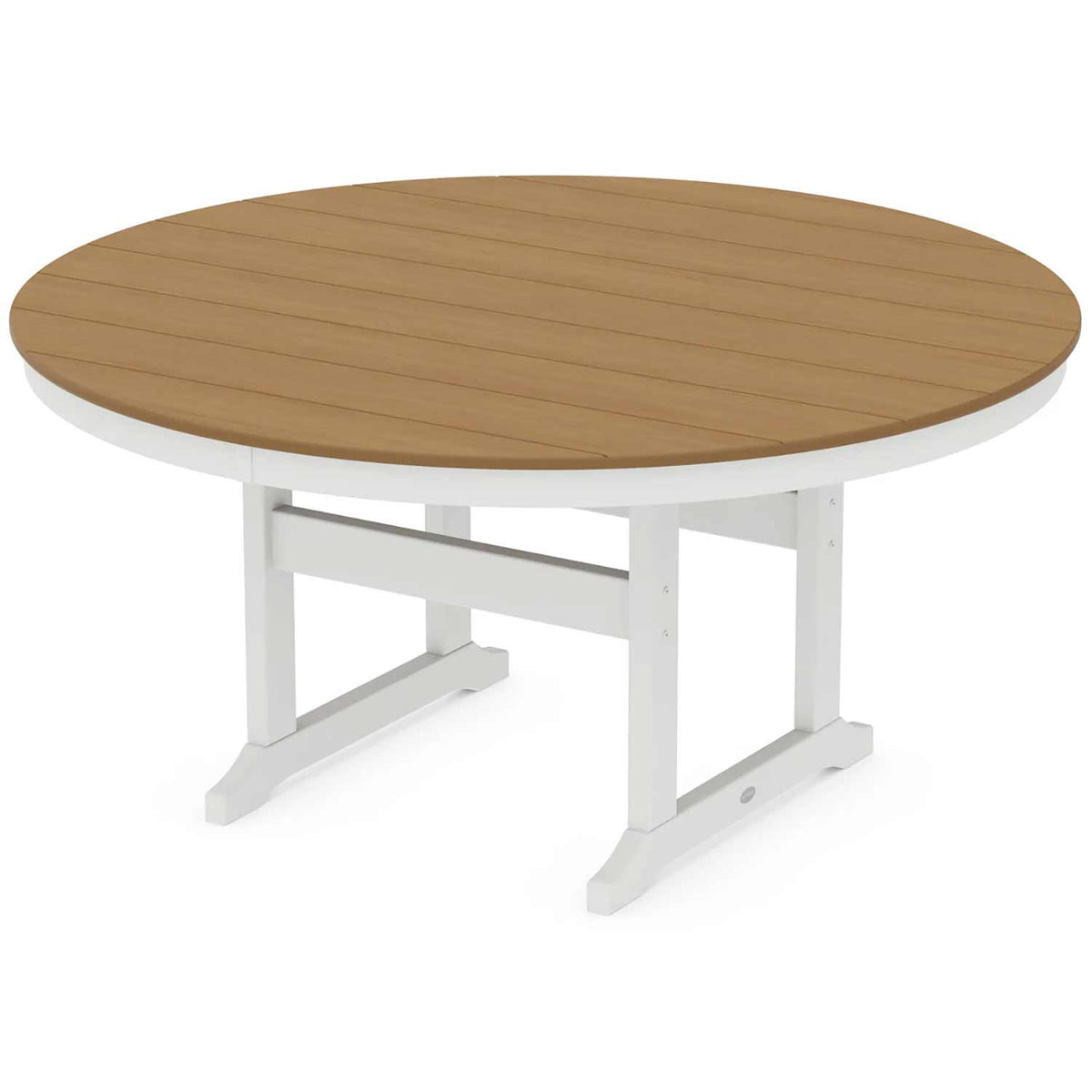 POLYWOOD® Table White / Natural POLYWOOD® Farmhouse 60" Round Dining Table - Select Accents - RT260-L5