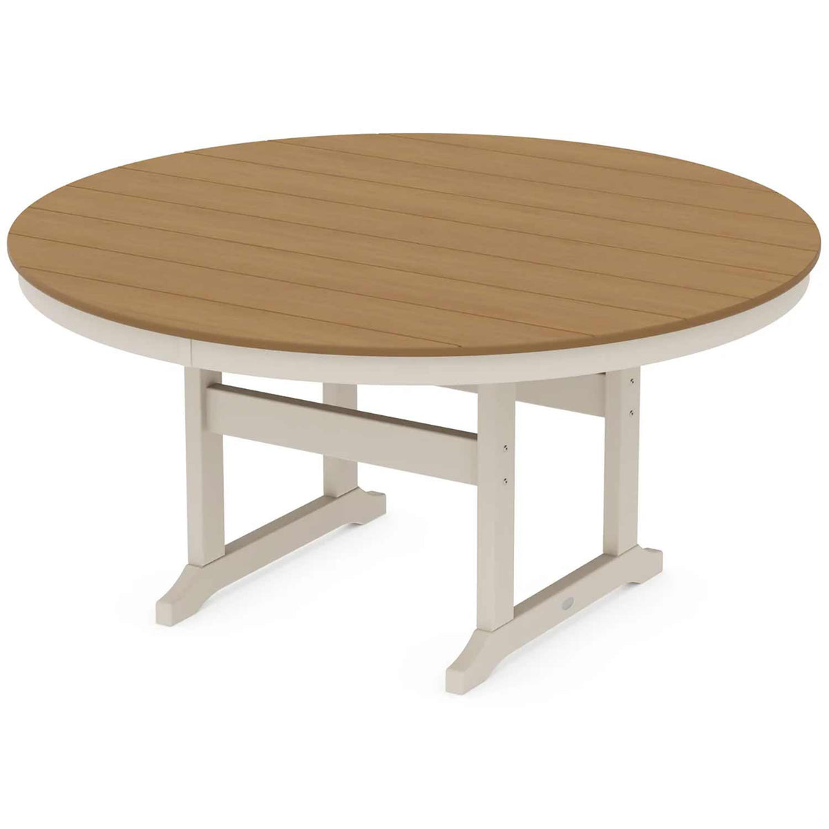POLYWOOD® Table Sand / Natural POLYWOOD® Farmhouse 60" Round Dining Table - Select Accents - RT260-L5