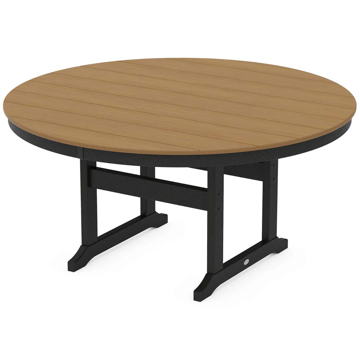 POLYWOOD® Table Black / Natural POLYWOOD® Farmhouse 60" Round Dining Table - Select Accents - RT260-L5