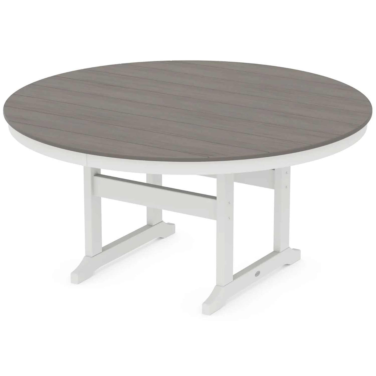 POLYWOOD® Table White / Driftwood POLYWOOD® Farmhouse 60" Round Dining Table - Select Accents - RT260-L5