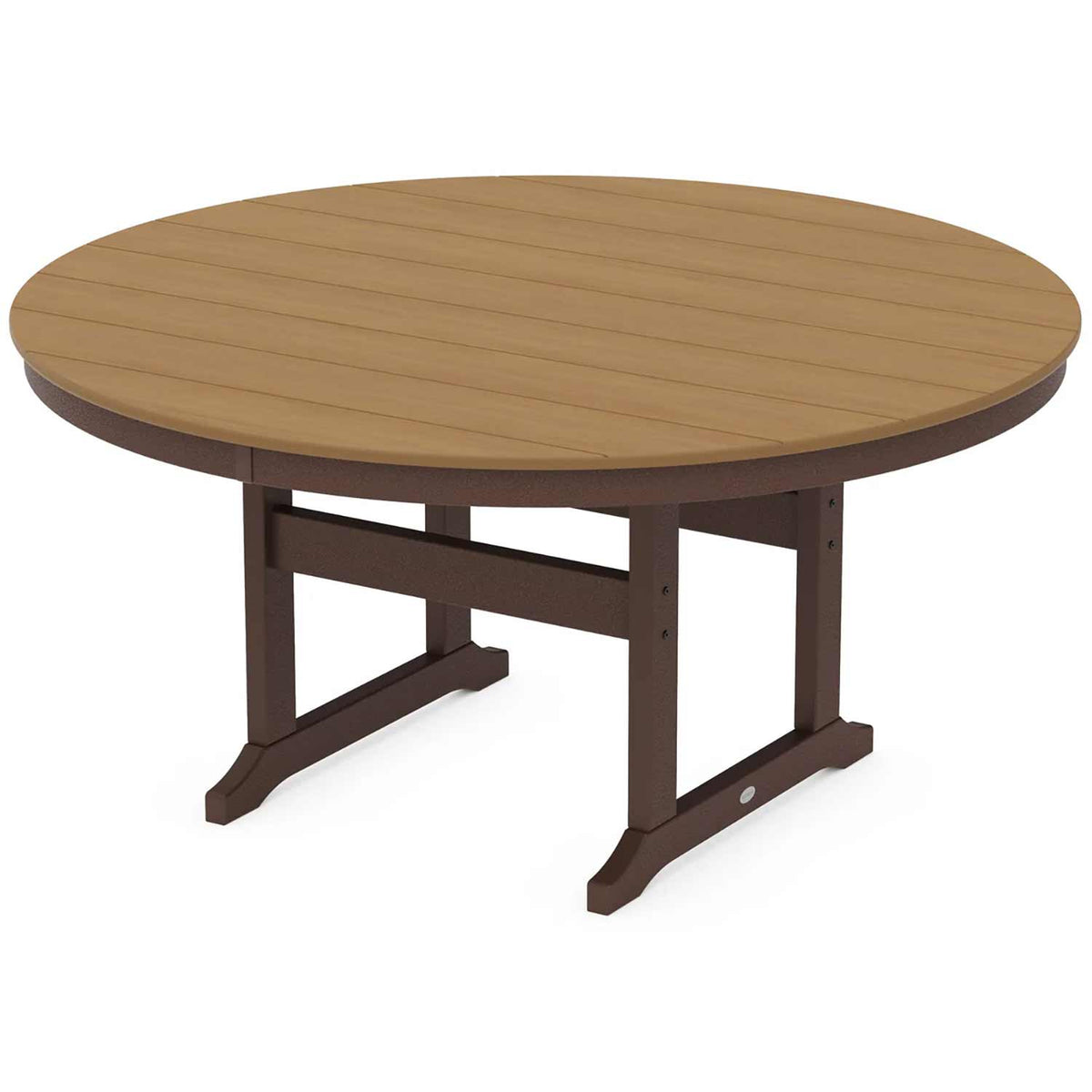 POLYWOOD® Table Mahogany / Natural POLYWOOD® Farmhouse 60" Round Dining Table - Select Accents - RT260-L5