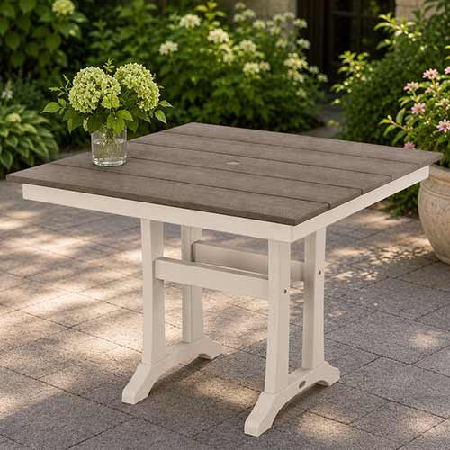 POLYWOOD® Farmhouse Trestle 37" Dining Table - Select Accents - PL81-T1L1