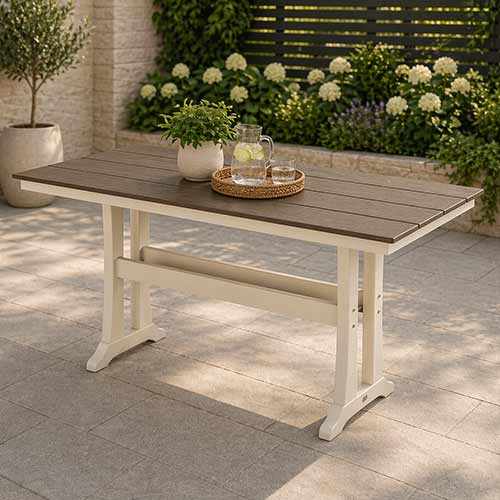 POLYWOOD® Farmhouse Trestle 37" x 72" Counter Table - Select Accents - PLR83-T1L1