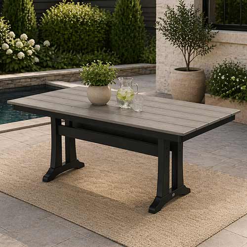 POLYWOOD® Farmhouse Trestle 37" x 72" Dining Table - Select Accents - PL83-T1L1