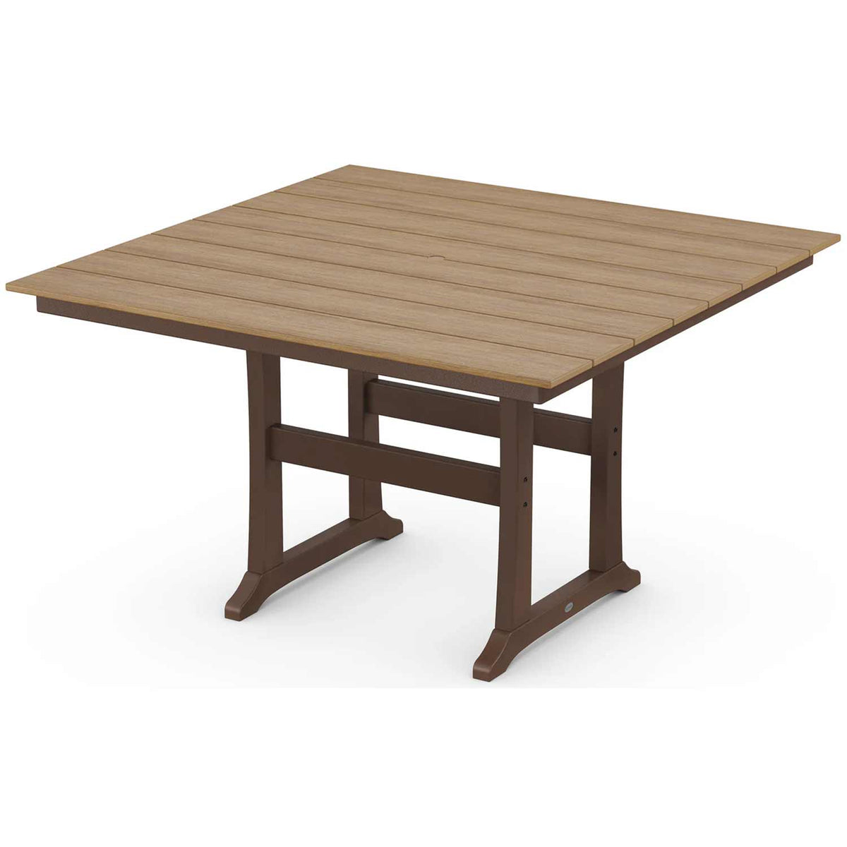 POLYWOOD® Table Mahogany / Natural POLYWOOD® Farmhouse Trestle 59" Counter Table - Select Accents - PLR85-T1L1